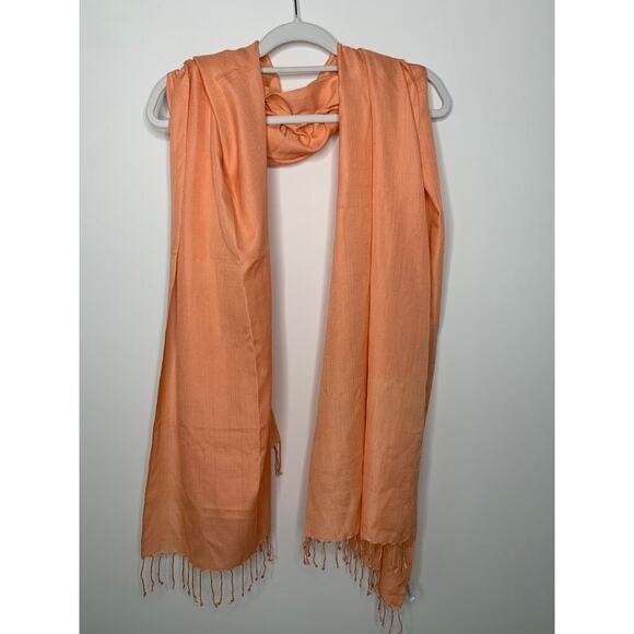 Max Mara Silk Peach Orange Lightweight Scarf - Picture 1 of 6
